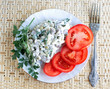salad of hearts decorated with tomatoes