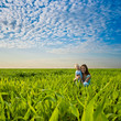 mother and her little boy in the field