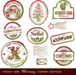 vector set: grungy Christmas rubber stamps