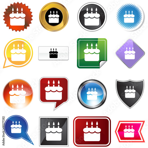birthday cake variety icon set