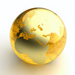 Golden glass globe on white background