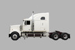 Cream coloured transport truck isolated on grey