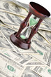 Sand-glass on dollars blue tone