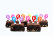 Happy Birthday Brownies on White with Copy Space