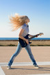 beautiful blonde with a guitar