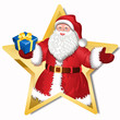 Illustration: Santa Claus coming out of a star Santa Claus coming out of a star