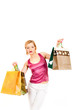 Young sexy shopping girl with lots of colourfull bags