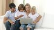 Family at home shopping online