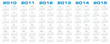 calendar for 2010 through 2015