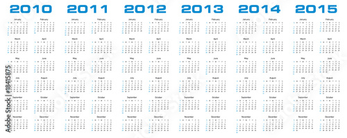 Vektor: calendar for 2010 through 2015 calendar for 2010 through 2015
