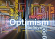 Optimism word cloud glowing