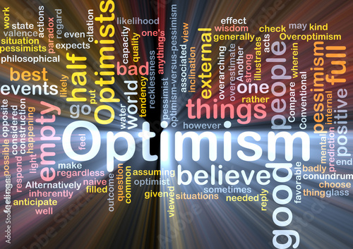Illustration: Optimism word cloud glowing Optimism word cloud glowing