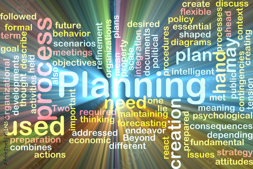 Illustration: Planning word cloud glowing Planning word cloud glowing