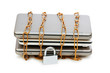 Concept of computer security with laptop and chain Concept of computer security with laptop and chain