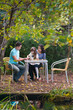 family in garden