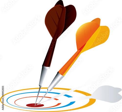 Illustration: Two darts in bull Two darts in bull