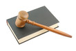 Judge's gavel legal book isolated on white