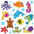 Vector: Funny fishes. Vector illustration. Funny fishes. Vector illustration.