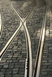 Tram rails in Lisbon, Portugal