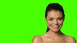 Portrait of beautiful and sexy woman on green screen