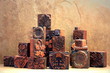 Stacked Antique Copper Printing Blocks