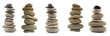 Collection of Balanced stone stacks or towers