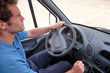 Van driver left hand drive vehicle.