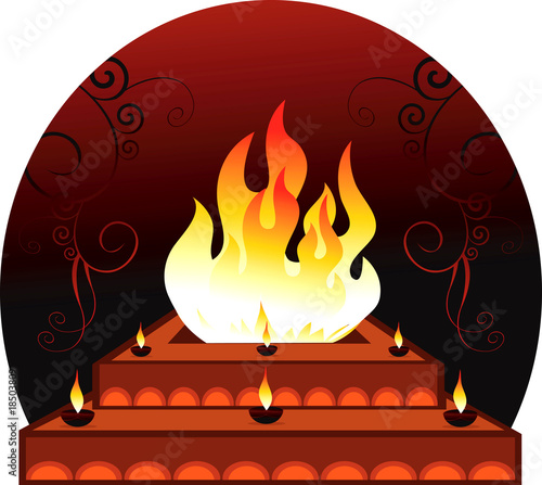 Illustration: Homam with frames in radiant red Homam with frames in radiant red