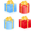 Set of vector colorful gift boxes with bows
