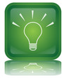 " Bulb " Button (square - green - shiny - vector - reflection)