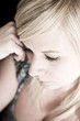 Blonde woman thinking