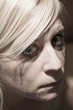 Blonde woman crying
