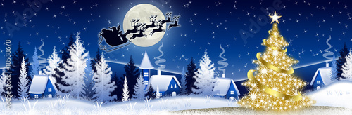 Blue Christmas banner with Santa Claus