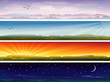 Four banners showing day cycle