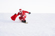 Santa unterwegs mit Snowboard