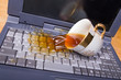 coffee spilling on keyboard