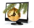 computer screen with Christmas decoration computer screen with Christmas decoration