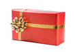 Red gift with gold ribbon