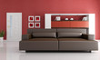modern brown leather couch in a modern living