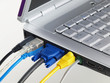 Laptop with muliti color plugged in ports Laptop with muliti color plugged in ports