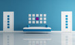 blue and white modern interior