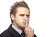 Foto: Businessman thinks contemplative on problem - nachdenklich Businessman thinks contemplative on problem - nachdenklich