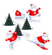 Vector: Santa on skis, on skates, with the gifts. Santa on skis, on skates, with the gifts.