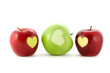 apples with a heart isolated on white