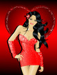 Sexy woman in red dress