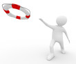 rescuer with lifebuoy ring on white background. Isolated 3D imag