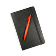 Black Notebook and Red Pen on White
