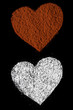 Cocoa powder and caster sugar Heart shape