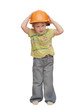 The little girl in a helmet isolated