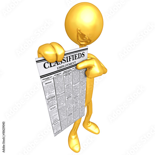 Illustration: Gold Guy With Employment Classifieds Gold Guy With Employment Classifieds